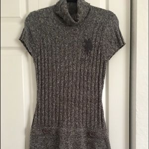 Wool over the knee, short sleeve sweater dress